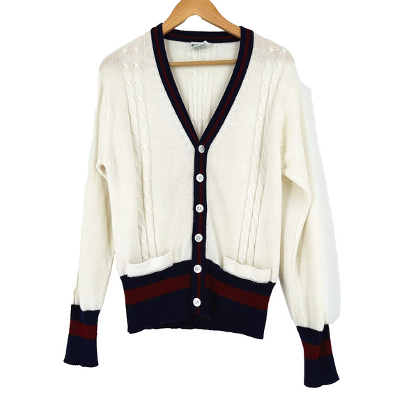 McGregor Sweaters - VTG Mcgregor Competitors Cardigan Large Tenniscore Preppy Old Money Cable Knit